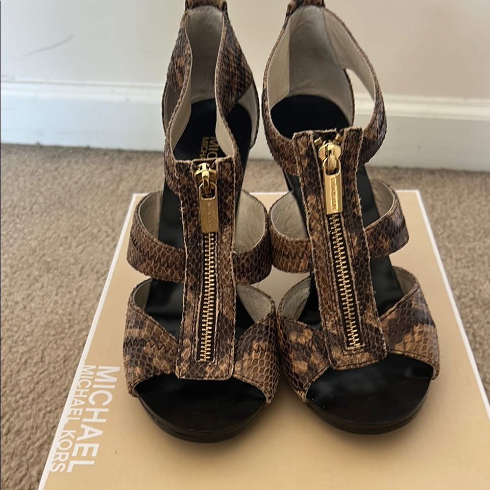Michael Kors Tan Snake Print Heels